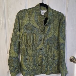 Coldwater Creek Green and Blue Paisley Blazer